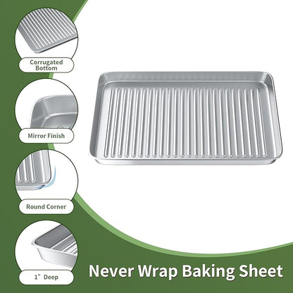 Baking Sheet with Wire Rack Set: 3 Baking Pans + 3 Cooling Racks for Cooking and Baking - Stainless Steel Nonstick Bacon Pans for Oven, Warp Resistant & Heavy Duty & Rust Free