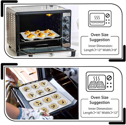 TeamFar 2 Packs Muffin Pan, Stainless Steel Muffin Cupcake Pan Tin Tray for Baking, for Mini Cakes/Tarts/Quiche, Healthy & Sturdy, Oven & Dishwasher Safe (6-Cup)