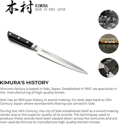Kimura Sushi Knife, [Made in Japan], 8 inch Professional Chef Knife, Ultra Sharp High Carbon Molybdenum Stainless Steel Kitchen Knives, Chefs Knives with Ergonomic Handle - Japanese Sashimi