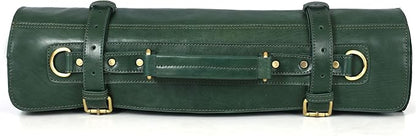 Leather Knife Roll Storage Bag, Elastic and Expandable 10 Pockets, Adjustable/Detachable Shoulder Strap, Travel-Friendly Chef Knife Case (Copper, Leather)