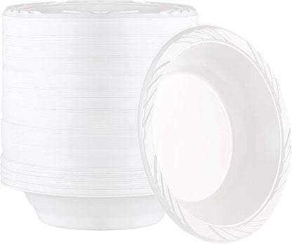 PLASTICPRO 100 Count Disposable 18 ounce White Plastic Soup Bowls