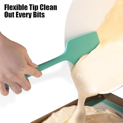600°F Heat Resistant Silicone Spatula, Doosu High Temp Flexible Kitchen Rubber Bowl Scrapers Food Grade Seamless Baking Supplies Scratch-Proof for Scraping Non-Stick Pans (11.4in, Aqua Sky)