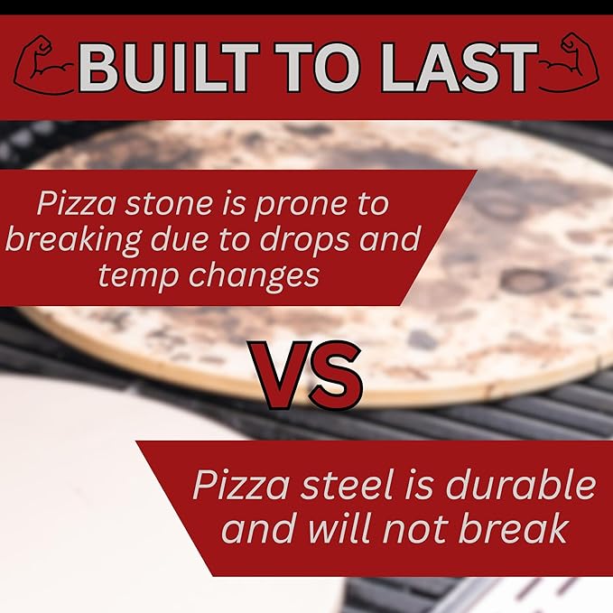 ThermiChef 14" by 14" Pizza Steel (1/4" Thickness) - Multipurpose Cooking Steel for Ovens & Grills - Made in the USA
