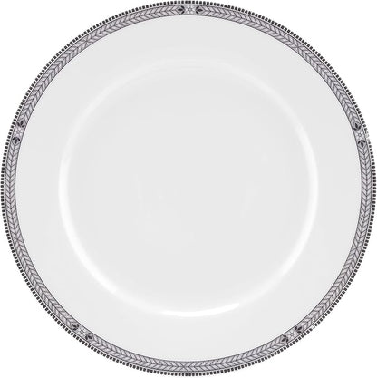 Portmeirion Home Vintage Chic 16 Piece Set - Porcelain Dinnerware with Art Deco Borders - 10.5" Dinner Plates, 7.5" Salad Plates, 5.5" Bowls, 11.5 Oz Mugs - Microwave & Dishwasher Safe Place Settings