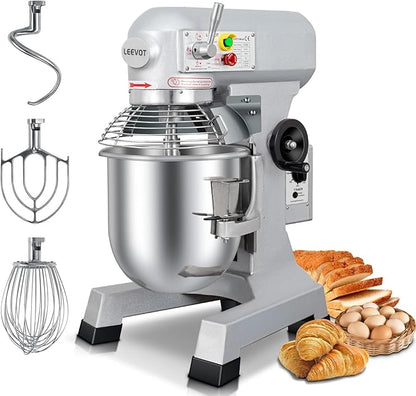 10 QT Dough Mixer, Food Commercial Industrial Grade Stand Mixer with Stainless Steel Bowl and 3 Types of Mixing Tools, Built for Professional Baking: Effortlessly Handles Large Recipes