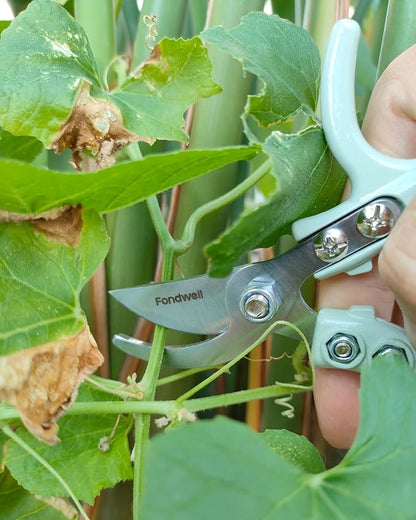 Fondwell 6" Gardening Shears Hand Pruners: Lightweight Garden Trimmers with Bypass Blades - Reliable Bonsai Cutters for Small Plants