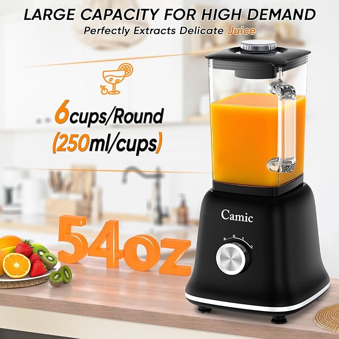 Glass Blenders for Kitchen with 750W, 54Oz. Countertop Blender Glass Jar Food Processor Combo, BPA-Free Blender for Smoothies, Ice Crush,Nuts, Frozen Drinks and Fruits (Black)