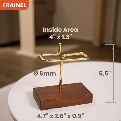 V60 01/02 Coffee Filter Holder Stand - Brass Tube & Walnut Wood Base - Pour Over Drip Accessory for Bar Counter | ASMR Coffee Station Gift for Coffee Lovers | Thanksgiving Table Decor