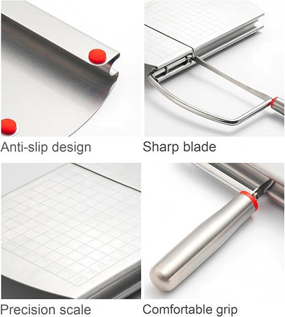 Cheese Slicer Stainless Steel Cheese Slicer with Measurement Scale - for Ham, Butter & Cheese Division