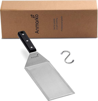 Turner 4x8 Stainless Steel Metal Griddle Spatula - Griddle Accessories 4 x 8 in Hamburger Turner Scraper - Pancake Flipper - Great for BBQ Grill and Flat Top Griddle - Commercial Grade