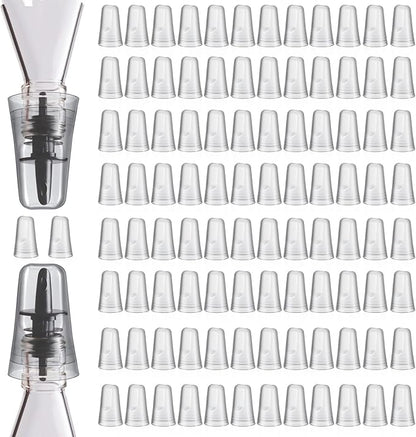 Chengu 100 Pieces Liquor Bottle Toppers for Liquor Pour Bottle Covers Universal Pour Dispenser Bar Dust Translucent Rubber Spout Covers for Home Kitchen Tools Supplies