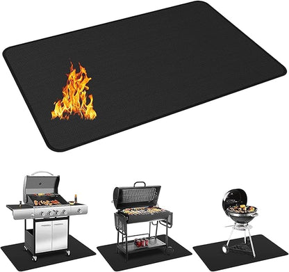 75 x 40 inch Under Grill Mats for Outdoor Grill, Double-Sided Fireproof Deck and Patio Protector Mat, BBQ Mat for Under BBQ, Waterproof Oil-Proof Grill Floor Pads Fire Pit Mat Fireplace Mat