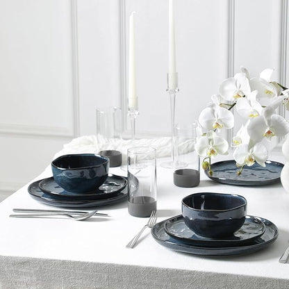 Stone Lain Mirella 16-Piece Dinnerware Set Stoneware, Borosilicate Glass, Blue