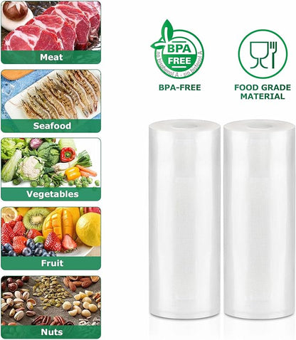 FRESKO 8"x20' Vacuum Sealer Bags for Food, 2 Rolls Customized Size Storage Bags with BPA Free, Heavy Duty Food Bags for Meal Prep and Sous Vide Cooking