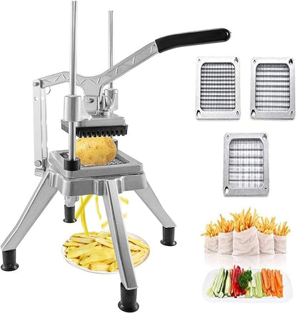 WMM Upgrade Commercial Vegetable Fruit Chopper With 1/2″,1/4″,3/8″ Blades Heavy Duty Professional Food Dicer Kattex French Fry Cutter Onion Slicer Stainless Steel For Tomato Peppers Potato Mushroom