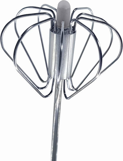 Stainless Steel Push Whisk - Easy to Use Manual Hand Mixer & Plunger Whisk - Make Froth, Foam & Whipped Cream - Semi Auto Egg Beater Plastic Tip Won’t Scratch Pans (2 Pack 10in & 12in) STEEL