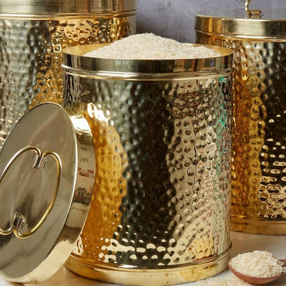 Jumbo Pure Brass Pantry Flour Canister Set of 3