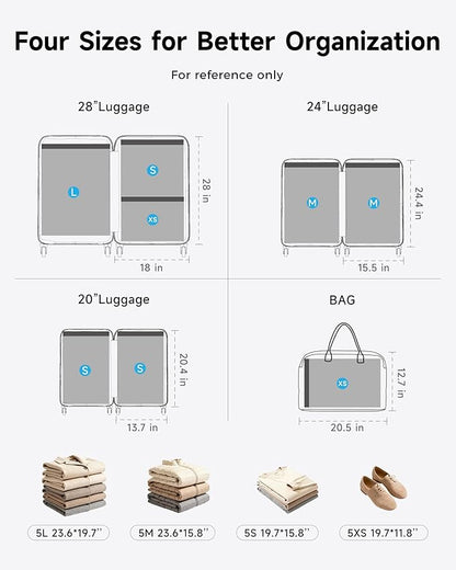 20 Pack Travel Vacuum Seal Bags with Rechargeable Electric Pump, 4 Sizes Space Saver Vacuum Storage Bags for Luggage, Suitcase & Home Organization, Reuseable Vacuum Seal Bags for Clothing