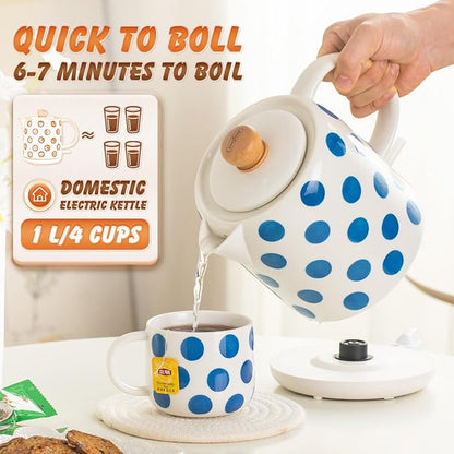 1.0-Liter Ceramic Electric Kettle, 1000W Rapid Boil, Tea Kettles Pot & Hot Water Boiler For Coffee & Tea, Teapot Auto Shut-Off, Boil-Dry Protection