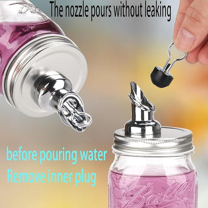 Mason Jar Pour Spouts. free flow Mason Jar Pour Spouts, mason jar for spout regular mouth size 70mm dispenser germination cover. Suitable for any liquid (4 pieces stainless)