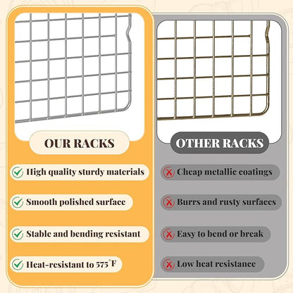Cooling Racks for Cooking and Baking - 2 PCS 10" x 15" Grid Wire Baking Rack for Oven Cooking, Baking, Grilling, Roasting - Dishwasher Safe Bacon Rack - Fits Jelly Roll Cookie Sheet Pan