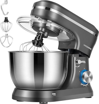 VIVOHOME 4.75 Quart Stand Mixer, 8 Speed Kitchen Electric Food Mixer, Household Stand Mixer for Baking, Cake, Bread with Beater, Dough Hook, Wire Whip and Egg Separator, Gray