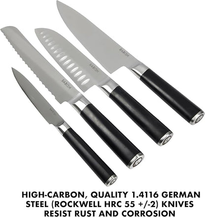 Babish 5 Piece 1.4116 German Steel Magnetic Forged Kitchen Knife Block Set