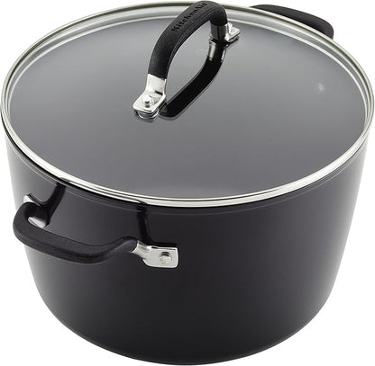 KitchenAid 84805 Hard Anodized Nonstick Stockpot with Lid, 8 Quart - Onyx Black