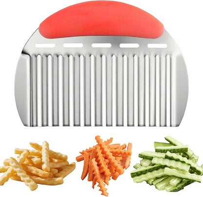 Large Potato Crinkle Cutter,Potato Slicer,Waffle Fry Cutter for Potatoes,Stainless Steel Vegetable Slicer,French Fry Crinkle Slicing,Wavy Slicing for Veggies,Cucumber Chopper,Carrot Chopper