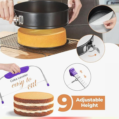 700PCs Cake Decorating Kit with Baking Supplies - Cake Turntable for Decorating with Baking Pans, Leveler, 24 Numbered Piping Tips, 2 Spatulas, Fondant Tools, Video Course, Pattern Chart & More