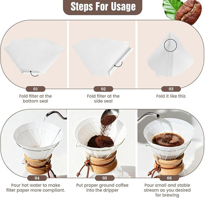 200 Count Cone Coffee Filters #4, White 04 Coffee Filters 8-12 Cup, Disposable Natural Paper Filters, No.4 Cone Filters For Ninja, Pour Over and Drip Coffee Maker