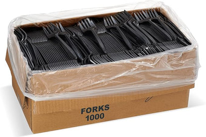 1,000 Plastic Disposable Forks Bulk Black Medium Weight Disposable Silverware Plastic Cutlery Fork