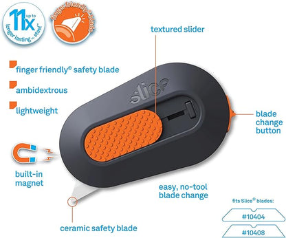 Slice Mini Box Cutter | Manual Retracting | Safe Ceramic Box Cutter Lasting 11x Longer than Metal | Keychain Box Opener | 2 Pack