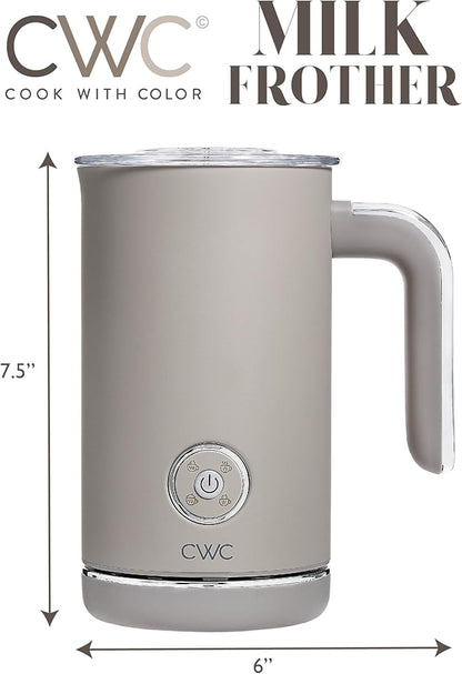 COOK WITH COLOR 4-in-1 Electric Milk Steamer and Frother - 2-Minute Heating and Frothing, Hot and Cold Foam Maker for Coffee, Latte, Cappuccino, Macchiato, Milk Warmer, Auto Shut Off, Sand