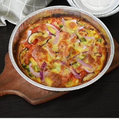 7 Inch Aluminum Round Foil Pans with Paper Lids 60pack Disposable Aluminum Tin for Roasting Baking Cooking