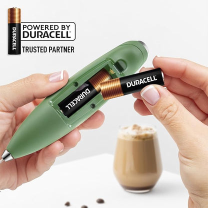 Zulay Kitchen Patented Tornado Triple Whisk Milk Frother with 4 Duracell Batteries – Handheld Foam Maker for Coffee, Lattes, Matcha & Hot Chocolate – Rich, Creamy Froth in Seconds