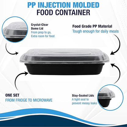 Ruthy's Outlet Meal Prep Containers W/Lids -Square Food Storage – BPA-Free| Stackable | Microwave | Freezer & Dishwasher Safe | Reusable Lunch Bento Box Portion Control & Planning (50 Pack, 12 oz)