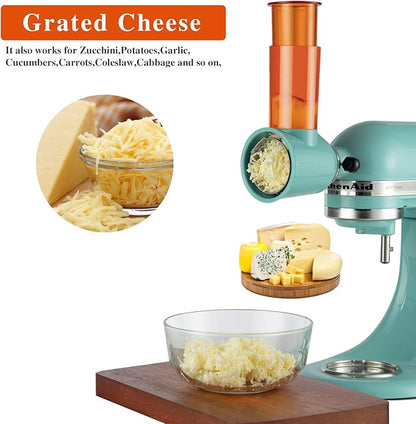HOMER Slicer Shredder Attachment - Fits All Models of KitchenAid Stand Mixer - Premium Stainless Steel - Time-Saving Accessories for Cheese Grater(Light Green)