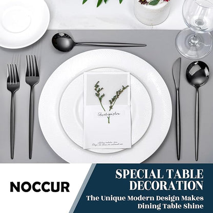 NOCCUR 40-Piece Stainless Steel Black Silverware Set for 8 - Black Utensils Set Include Knives Spoons and Forks for Home/Party/New Year