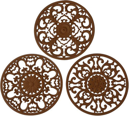 Extra Thick Silicone Trivet Mat for Hot Dishes, Hot Pots and Pans, Pot Holder, Hot Pad to Portect Your Table and Countertop, Kitchen Decor and Accessories,Chocolate Brown,Set of 3
