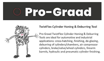TwistFlex Cylinder Hone | 3” 240SC Flexible Cylinder Honing & Deburring Tool | 3” (76.2mm) Bore Brush for Hole Diameters 2.8"- 3.02" | Silicon Carbide 240 Grit | 13.5" Length | 1 Pack