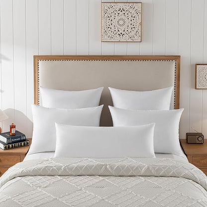 18x18 Decorative Throw Pillow Inserts-Down Feather Pillow Inserts-Square-Cotton Fabric-Set of 2-White.