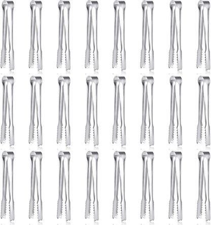 24 Pack Premium Small Serving Tongs,Dmoera Mini Stainless Steel Appetizer Tongs, 5 Inch(12.7cm)
