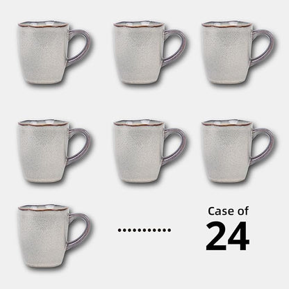 Organic Shape Restaurant Mug 12oz, Commerical Grade Catering Stoneware Coffee Mug in Ir-regular Organic Shape, Chip & Scratch Resistant, Glossy Reactive Glaze Grey, Case of 24