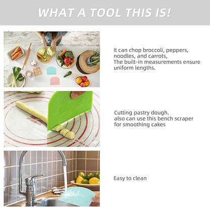 6 Pcs Bench Scraper Dough Scraper, Stainless Steel Scraper/Chopper & Plastic Dough Cutter for Bread Cake Pastry Sourdough