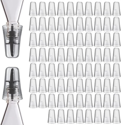 Chengu 80 Pieces Liquor Bottle Toppers for Liquor Pour Bottle Covers Universal Pour Dispenser Bar Dust Translucent Rubber Spout Covers for Home Kitchen Tools Supplies