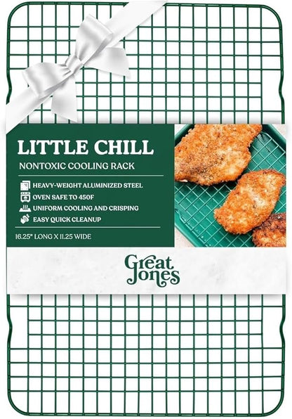 Great Jones Little Chill Wire Cooling Rack (Broccoli) | Nonstick Baking Rack, Heavy-Duty Aluminized Steel | Fits Quarter-Sheet Pans for Cooking and Baking | Oven-Safe 450°F, Dishwasher-Friendly