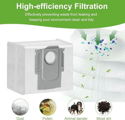 16-Pack Replacement Dust Bags for Roborock Q5/Q5+/Q5 Pro/Q5 Pro+/Q7 Max/Q7 Max+/Q8 Max/S7 MaxV Ultra/S8 MaxV Ultra Robot Vacuum, HEPA Filtration, Large Capacity