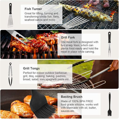 39PCS Griddle Accessorie Kits, Outdoor Grilling Tools for Blackstone and Camp Chef, Stainless Steel BBQ Accessorie Grill Spatula Set With Basting Cover Chopper, Scraper, Bottle, Tongs, Egg Mold