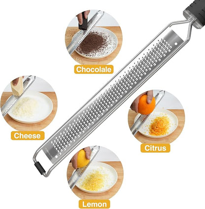 Cheese Grater with Slip-Free Grip, Lemon Zester for Gitrus fruits, Chocolate, Hard Cheeses